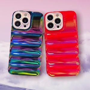 Black iPhone 13 PRO MAX Metallic Ombre Iridescent Pearlized BUBBLE Puffer Case